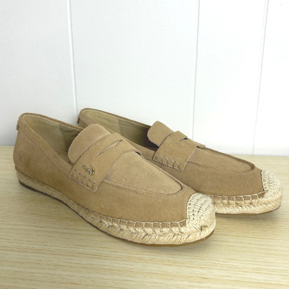 Sam Edelman Shoes Women's 9 Kai Espadrille Flat Loafer Suade‎ taupe tan